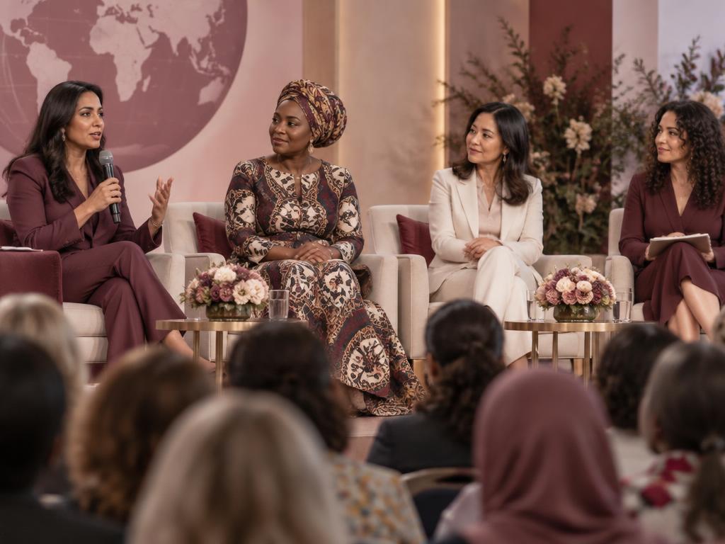 Women speaking at an international conference